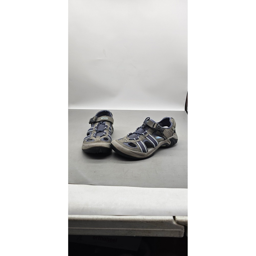 Teva Omnium Womens 9 Grey Blue Closed Toe Hiking Water Sandals 6154